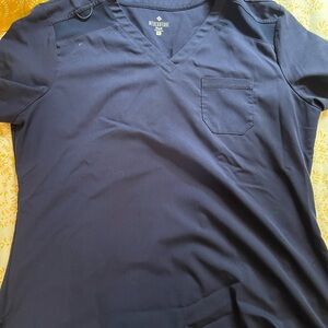 Med Couture navy Blue V-Neck Scrub Top women’s XL tuck in one pocket